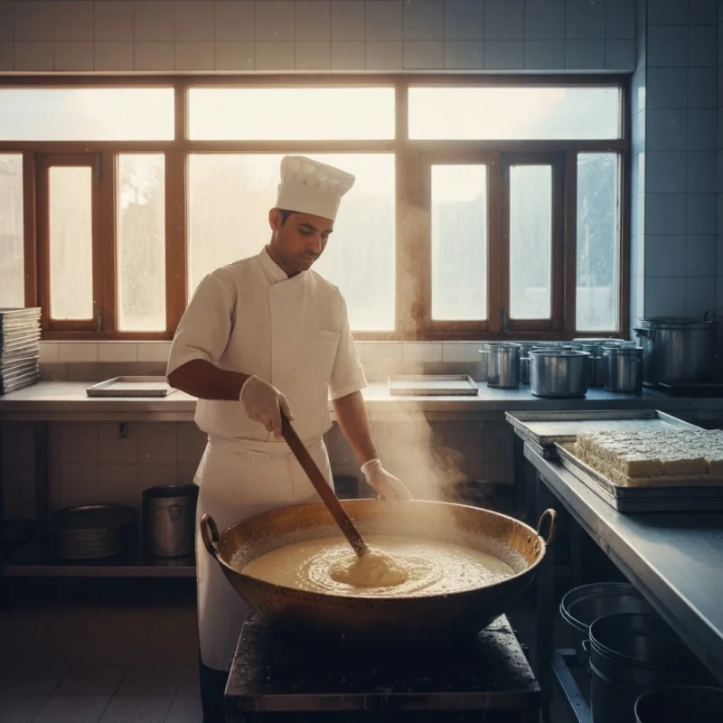 Traditional Khoya Cooking in Hygienic Kitchen